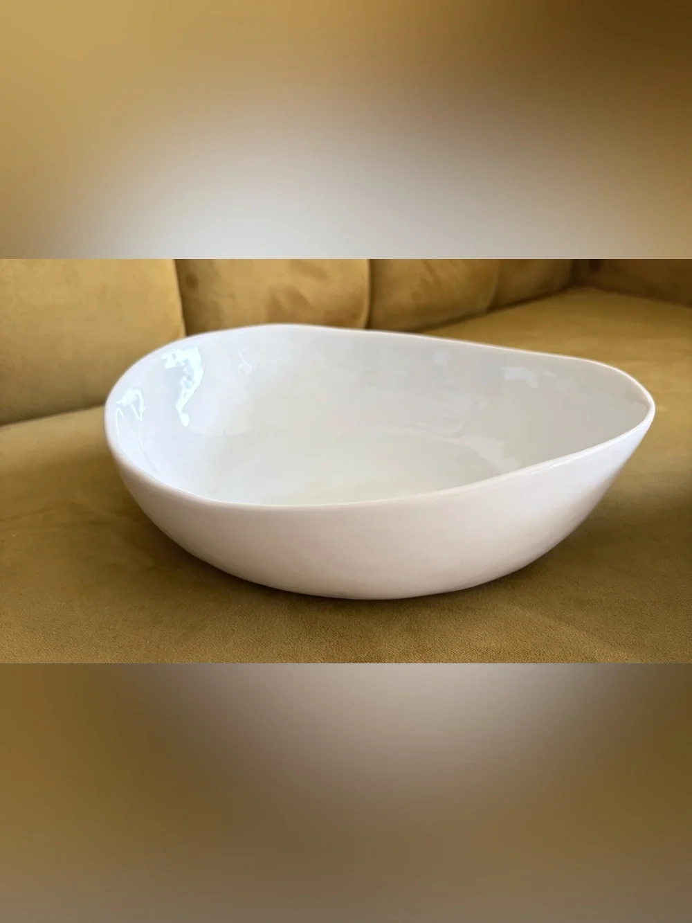 2 x Crate & Barrel Mercer White Porcelain Serving Bowls Set of 2 Modern Ceramic